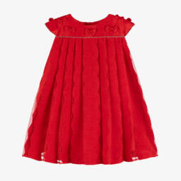 EIRENE-Girls Red Velvet & Lace Dress | Childrensalon