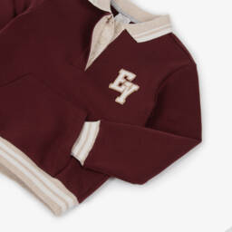 Eleventy-Boys Burgundy Cotton Polo-Style Sweatshirt | Childrensalon
