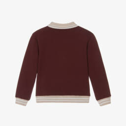 Eleventy-Boys Burgundy Cotton Polo-Style Sweatshirt | Childrensalon
