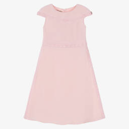 Girls Pink Dress with Embroidered Link Design