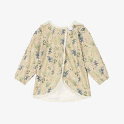 Elodie-Beige Apron Bib with Forest Print | Childrensalon