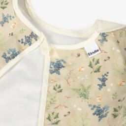 Elodie-Beige Apron Bib with Forest Print | Childrensalon