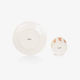 Elodie-Brown & White Porcelain Bunny Darling Plate & Bowl Set | Childrensalon