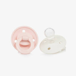 Elodie-Girls Ivory & Pink Stripe Binky Bundle Dummies (2 Pack) | Childrensalon