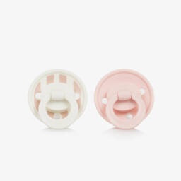 Elodie-Girls Ivory & Pink Stripe Binky Bundle Dummies (2 Pack) | Childrensalon