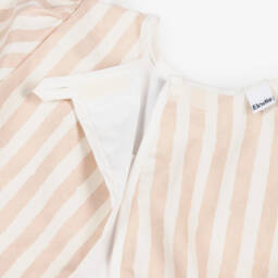 Elodie-Girls Pink & Ivory Stripe Apron Bib | Childrensalon