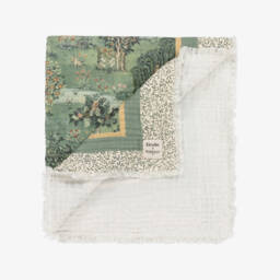 Elodie-Green Cotton Muslin William Morris Blanket (100cm) | Childrensalon