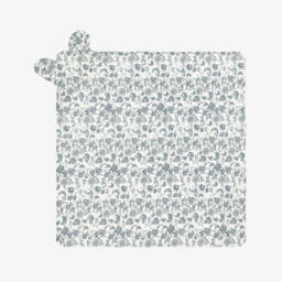 Elodie-Ivory & Blue Garden Leo Toile Print Hooded Towel | Childrensalon