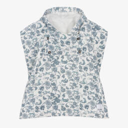 Elodie-منشفة بونشو بطبعة حديقة ليو توال لون أزرق وعاجي | Childrensalon