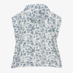 Elodie-Ivory & Blue Garden Leo Toile Print Poncho Towel | Childrensalon
