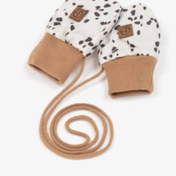 Elodie-Ivory Dalmation Print Baby Mittens | Childrensalon