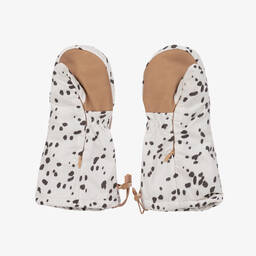 Elodie-Ivory Dalmation Print Mittens | Childrensalon