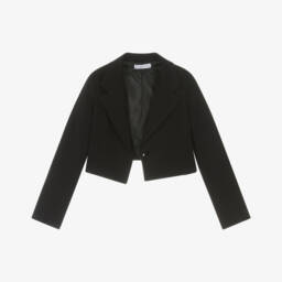 Elsy-Пиджак укороченный черный из миланского трикотажа для девочек | Childrensalon