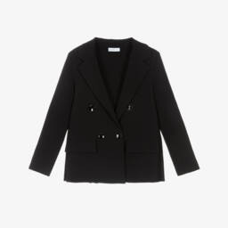 Блейзер черный плиссе из твила для девочек