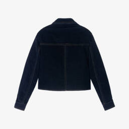 Elsy-Girls Dark Blue Flocked Denim Jacket | Childrensalon