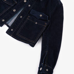 Elsy-Girls Dark Blue Flocked Denim Jacket | Childrensalon