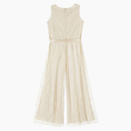 couture by Elsy-Girls Ivory Lace & Satin Jumpsuit | Childrensalon