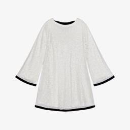 Elsy-فستان مزين بالترتر وفيونكة تفتا سوداء لون عاجي | Childrensalon