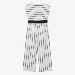 Elsy-Girls White & Black Striped Jumpsuit | Childrensalon