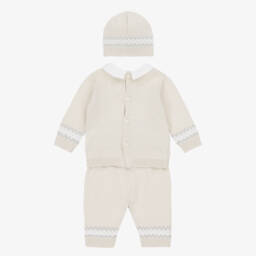 Emile et Rose-Baby Boys Beige Cotton Teddy Bear Trouser Set | Childrensalon