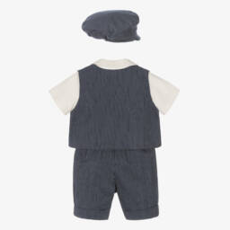 Emile et Rose-طقم شورت قطن مقلم لون كحلي وعاجي للمواليد | Childrensalon