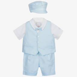Emile et Rose-بدلة جيليه قطن وكتان لون أزرق للمواليد | Childrensalon