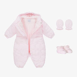 Emile et Rose-Baby Girls Pale Pink Snowsuit | Childrensalon