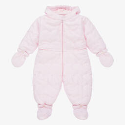 Emile et Rose-Baby Girls Pale Pink Snowsuit | Childrensalon