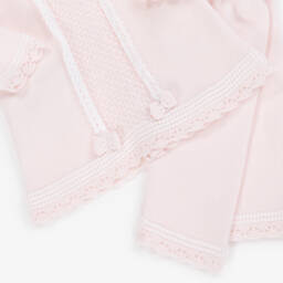Emile et Rose-Baby Girls Pink Cotton Knit Trouser Set | Childrensalon