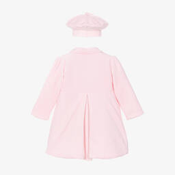 Emile et Rose-Baby Girls Pink Velour Coat & Hat Set | Childrensalon