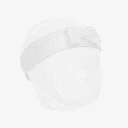Emile et Rose-Baby Girls White Cotton Bow Headband | Childrensalon