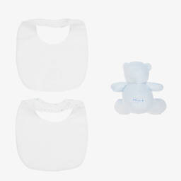 Emile et Rose-Blue Cotton Bibs & Bear Baby Gift Set | Childrensalon