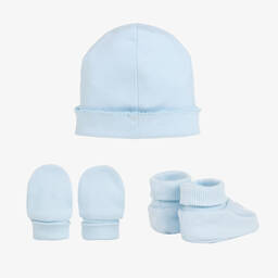 Emile et Rose-طقم بوت وقبعة قطن لون أزرق | Childrensalon