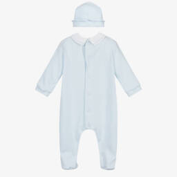 Emile et Rose-طقم أفرول قطن لون ازرق فاتح للمواليد | Childrensalon