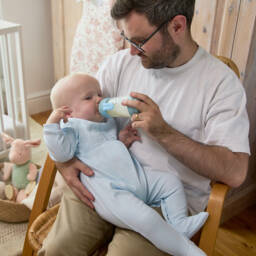 Emile et Rose-طقم أفرول قطن لون ازرق فاتح للمواليد | Childrensalon