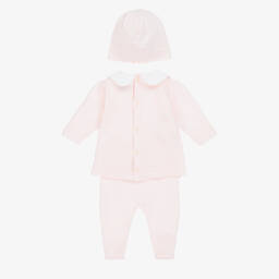 Emile et Rose-Girls Pale Pink Knitted Babysuit & Hat Set | Childrensalon