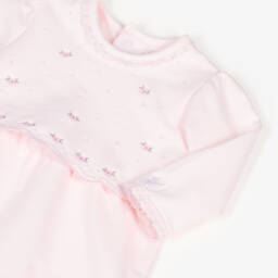 Emile et Rose-Girls Pink Cotton Floral Embroidered Babysuit Set | Childrensalon