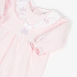 Emile et Rose-Girls Pink Velour Babygrow with Embroidered Collar | Childrensalon