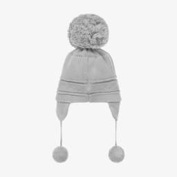 Emile et Rose-قبعة بوم بوم قطن محبوك لون رمادي | Childrensalon
