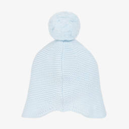 Emile et Rose-Pale Blue Knitted Cotton Pom-Pom Hat | Childrensalon