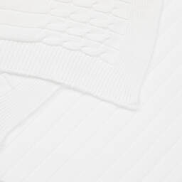 Emile et Rose-بطانية قطن محبوك لون أبيض (96 سم) | Childrensalon