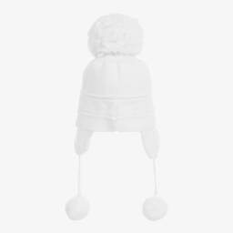 Emile et Rose-White Knitted Pom-Pom Baby Hat | Childrensalon