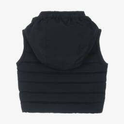 Emporio Armani-Baby Boys Blue Hooded Down Puffer Gilet with Eagle Logo | Childrensalon