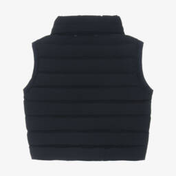 Emporio Armani-Baby Boys Blue Hooded Down Puffer Gilet with Eagle Logo | Childrensalon