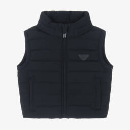 Emporio Armani-جيليه منفوخ بغطاء رأس وشعار النسر لون كحلي للأولاد الرضع | Childrensalon