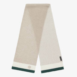 Emporio Armani-Boys Beige & Green Chunky Knit Scarf | Childrensalon