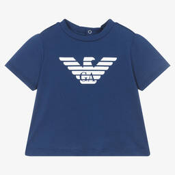 إEmporio Armani-تيشيرت أطفال ولادي قطن لون أزرق داكن | Childrensalon