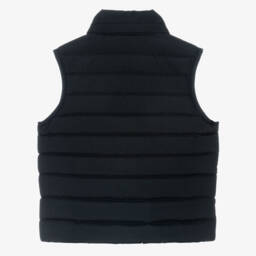 Emporio Armani-Boys Blue Hooded Down Puffer Gilet with Eagle Logo | Childrensalon