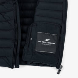 Emporio Armani-Boys Blue Hooded Down Puffer Gilet with Eagle Logo | Childrensalon