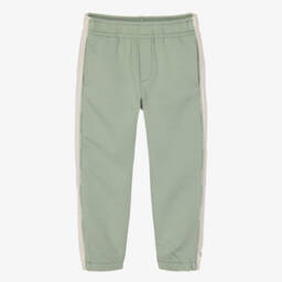 Boys Green & Ivory Colourblock Joggers